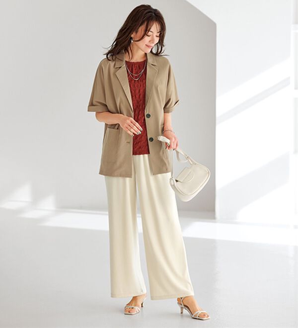 BELLUNA（ベルーナ）の「シャリさら！快適ドロストワイドパンツ（ワイドパンツ・ガウチョ）」｜詳細画像