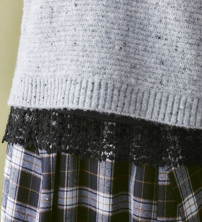 Viola e Viola（ヴィオラ エ ヴィオラ）の「【吸湿発熱・静電気防止】あったか綿裾見せレースインナー（カットソー）」