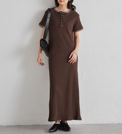 RANAN（ラナン）の「レイヤードヘンリーネックリブワンピース（カットソーワンピース）」