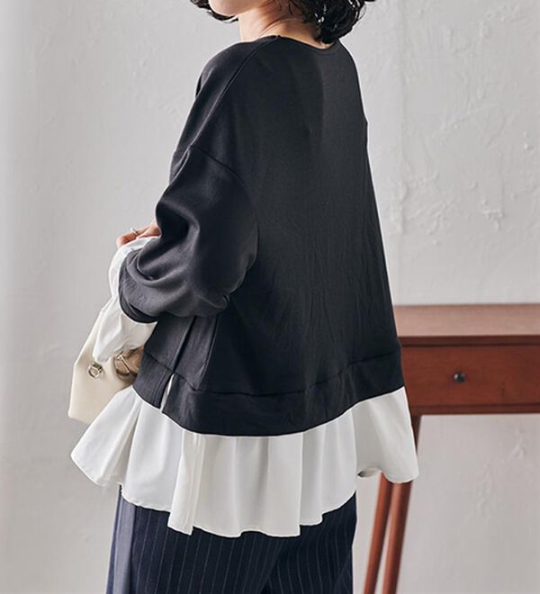 RANAN（ラナン）の「＜ＨＳ＞重ね着風配色フリルプルオーバー（カットソー）」｜詳細画像