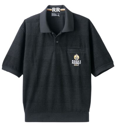 「＜ロッキーラビット＞パイルボーダーポロシャツ（メンズポロシャツ）」