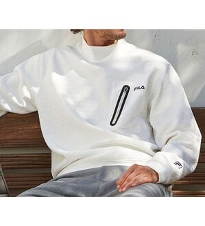 「＜フィラ＞ふくれジャカードハイネックトレーナー（メンズトレーナー）」｜ホワイト