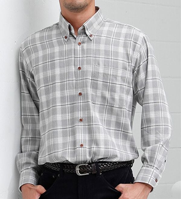 「＜バイロフト（Ｒ）＞カシミヤタッチネルシャツ（メンズシャツ）」｜グレー系