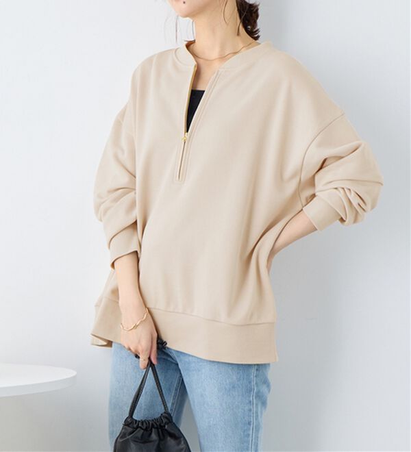 Viola e Viola（ヴィオラ エ ヴィオラ）の「抜け感！ハーフジップ大人スウェット（トレーナー・スウェット）」｜詳細画像