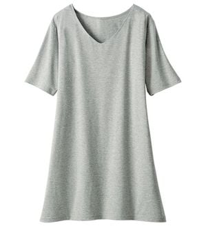 「綿１００％汗ジミ対策　チュニック（肌着・インナーウェア）」｜杢グレー