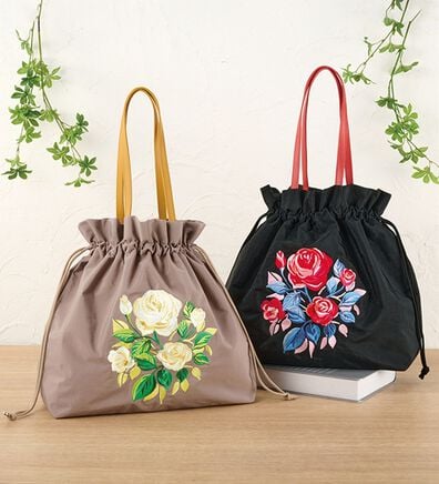 「バラ刺繍の巾着バッグ（その他バッグ）」