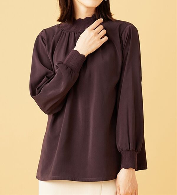BELLUNA（ベルーナ）の「衿＆袖ニット使い美人顔ブラウス（ブラウス）」｜詳細画像