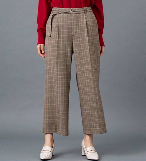 BELLUNA（ベルーナ）の「サマ見え（Ｗ）ベルト付ワイドパンツ（ワイドパンツ・ガウチョ）」｜詳細画像