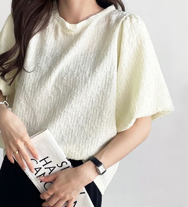 GeeRA（ジーラ）の「ワッシャー素材バルーン袖Ｔブラウス（ブラウス）」｜詳細画像
