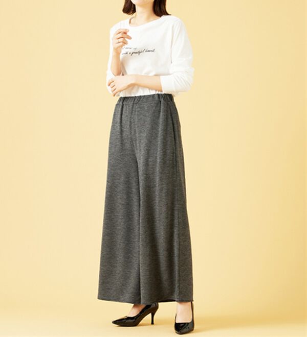 BELLUNA（ベルーナ）の「ウエスト楽々！キレイ見えワイドパンツ（ワイドパンツ・ガウチョ）」｜詳細画像