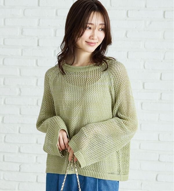 BELLUNA（ベルーナ）の「スパンコール付透かし編みニットプルオーバー（ニット・セーター）」｜詳細画像