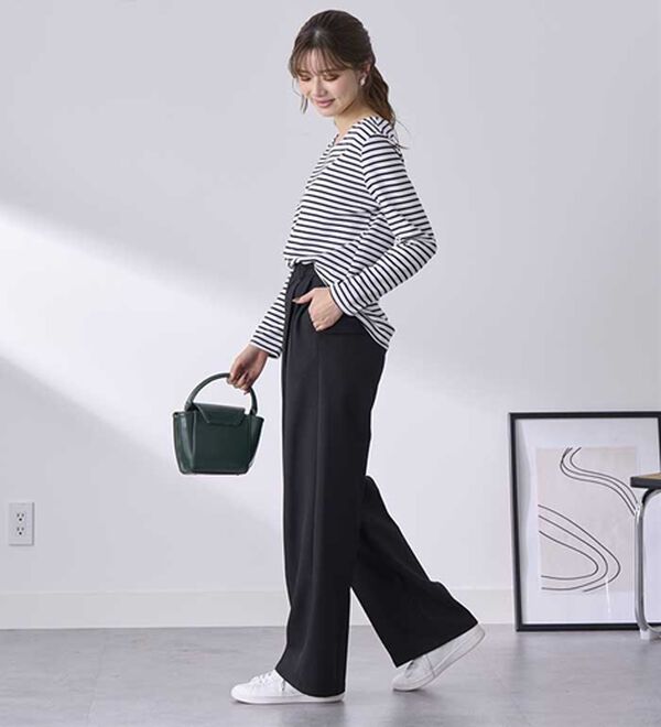 BELLUNA（ベルーナ）の「静電気防止加工！タックデザインワイドパンツ（ワイドパンツ・ガウチョ）」｜詳細画像