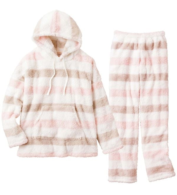 YU'NOW（ユナウ）の「【上下２点セット】ふんわりモコボアフリースパーカー＆パンツセット（パジャマ・ルームウェア）」｜詳細画像