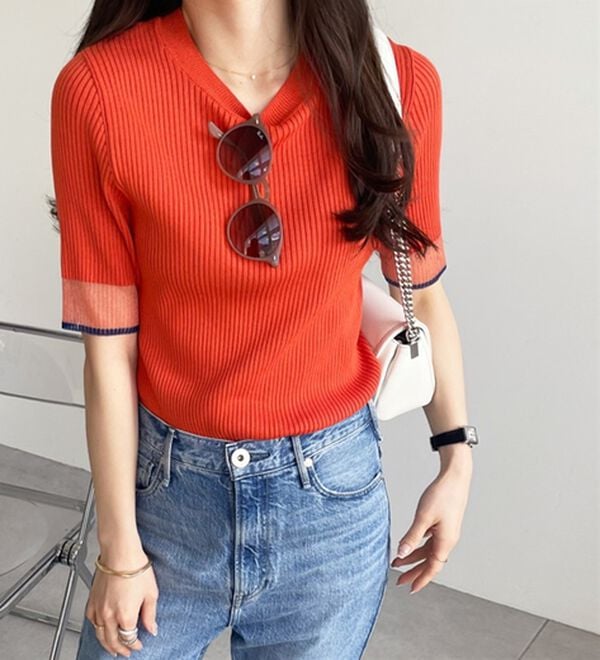 GeeRA（ジーラ）の「『ドラマ着用商品』 袖口シアーリブニット（ニット・セーター）」｜詳細画像