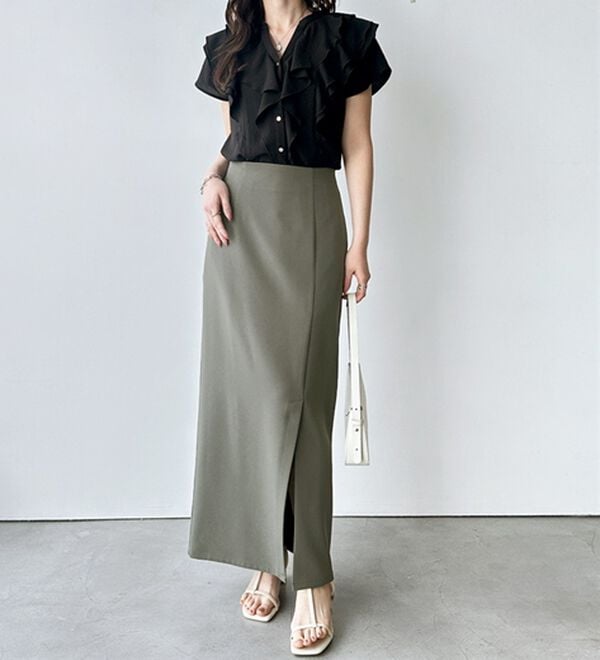 GeeRA（ジーラ）の「オンオフ着られる！スリットタイトスカート（ロングスカート）」｜詳細画像