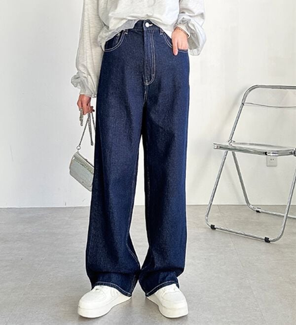 GeeRA（ジーラ）の「ハイウエストストレートデニム（ワイドパンツ・ガウチョ）」｜詳細画像