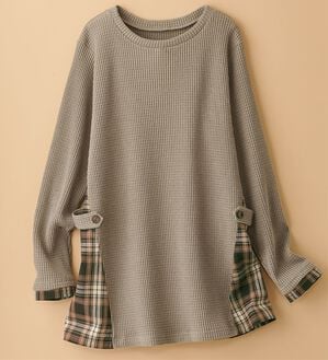 BELLUNA（ベルーナ）の「異素材重ね着風チュニック（チュニック）」｜カフェモカ