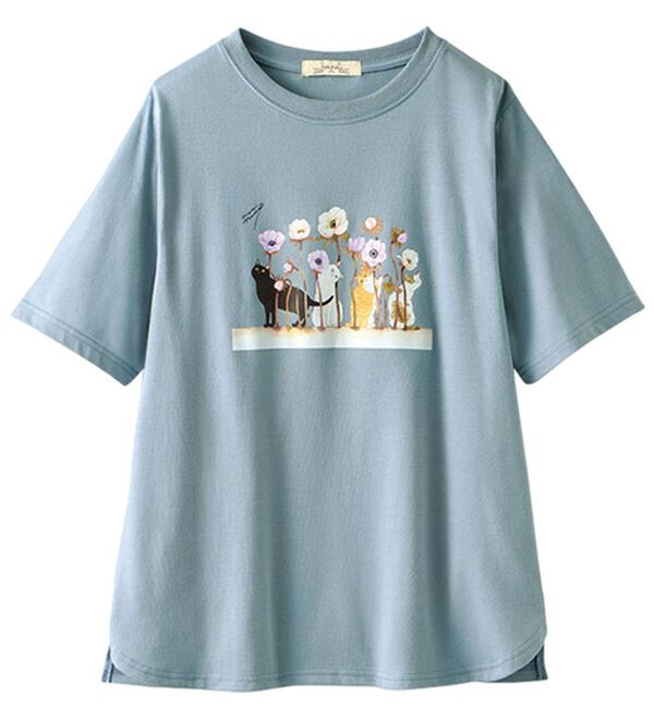 BELLUNA（ベルーナ）の「アーティストコラボねこプリントＴシャツ（カットソー）」｜詳細画像