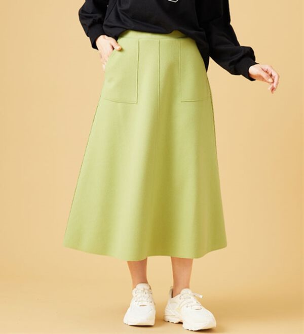 BELLUNA（ベルーナ）の「ふんわりメルトン素材ポケット付スカート（ロングスカート）」｜詳細画像