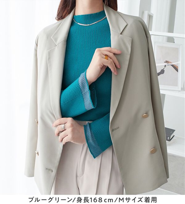 alotta（アロッタ）の「パチパチしにくい！洗える袖シアー切替ニットプルオーバー（ニット・セーター）」｜詳細画像