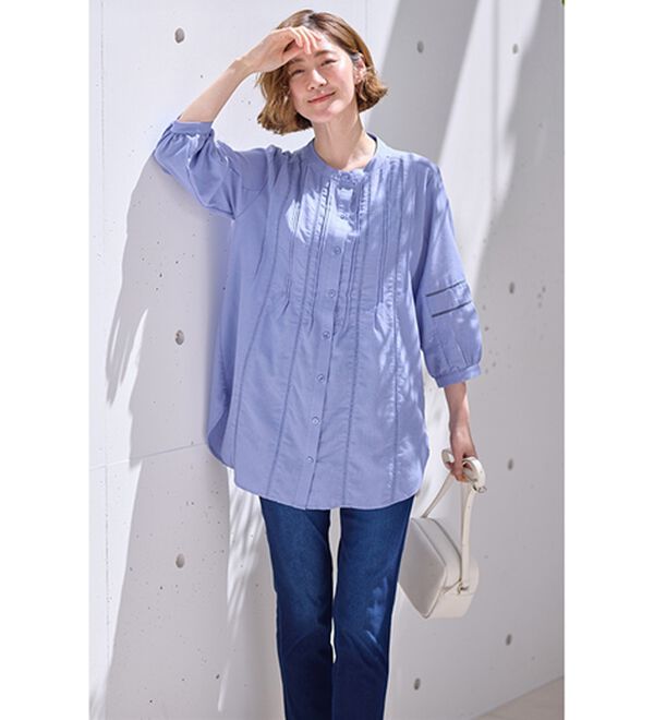 BELLUNA（ベルーナ）の「機能付リネン混ピンタック使いシャツチュニック（チュニック）」｜詳細画像