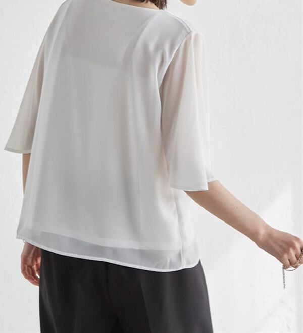 RANAN（ラナン）の「ひんやり！フレアー袖シフォンブラウス（ブラウス）」｜詳細画像