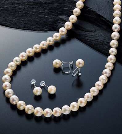 BELLUNA（ベルーナ）の「【２点セット】国産あこや真珠７．５～８ｍｍ珠２点セット鑑別書付（ネックレス・ペンダント）」