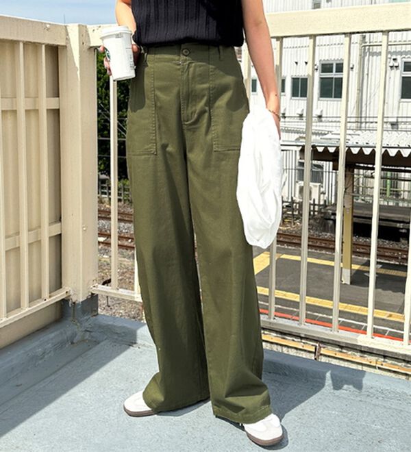 GeeRA（ジーラ）の「コットンワイドベイカーパンツ（フルレングスパンツ）」｜詳細画像