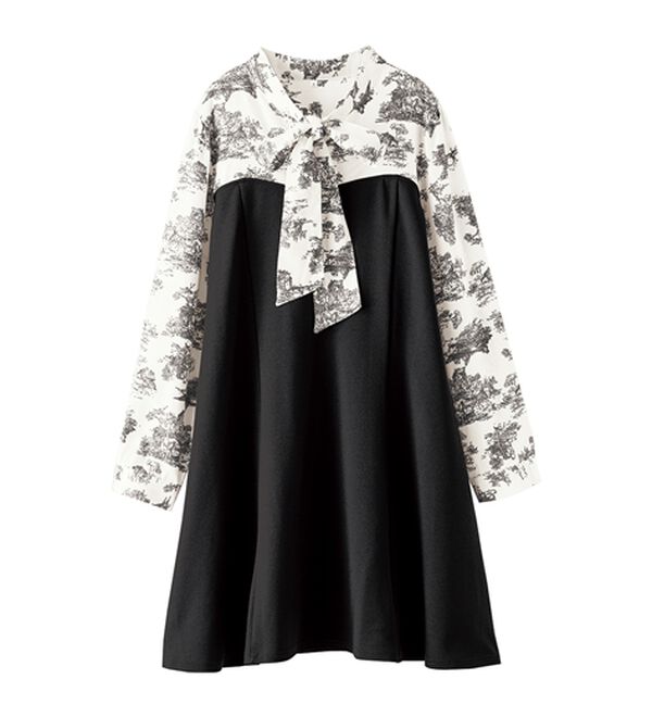 BELLUNA（ベルーナ）の「リボン付ブラウス切替チュニックワンピース（チュニック）」｜詳細画像