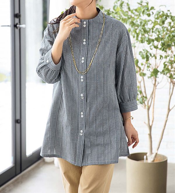 ルフラン（ルフラン）の「【２色組】ボトルネック夏素材ブラウス（ブラウス）」｜詳細画像