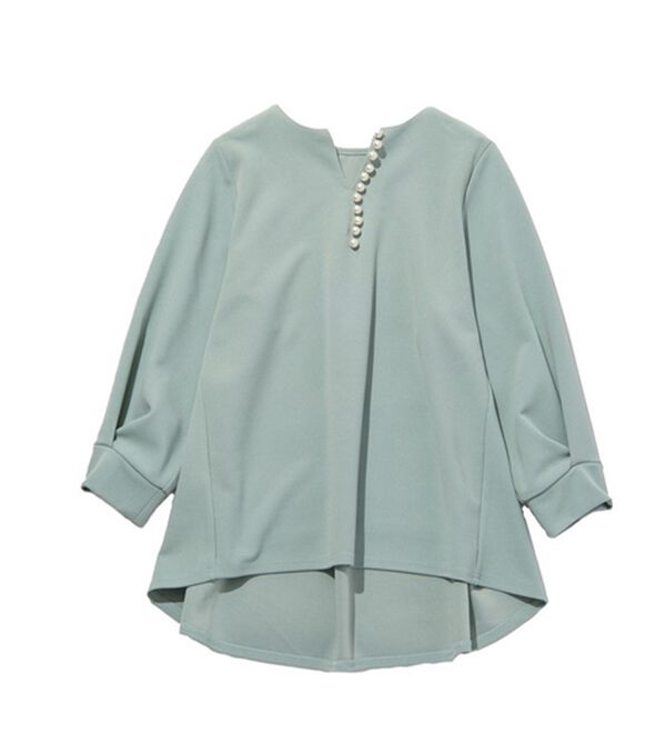 GeeRA（ジーラ）の「パール調ビーズ付キーネックブラウス（ブラウス）」｜詳細画像