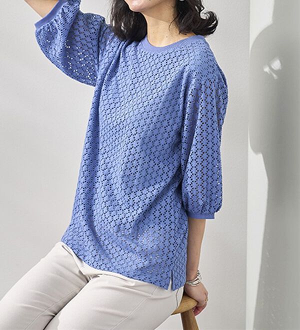 BELLUNA（ベルーナ）の「ストレッチレース使い美人顔プルオーバー（カットソー）」｜詳細画像