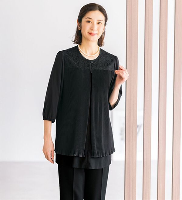 ルフラン（ルフラン）の「レース使いプリーツチュニック（ブラックフォーマル（喪服・礼服））」｜詳細画像