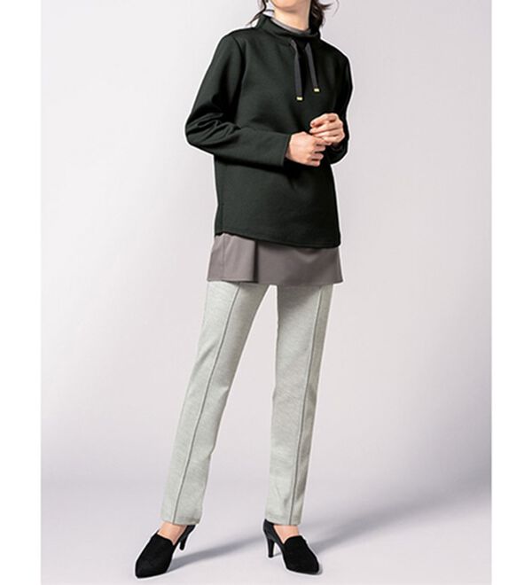 VINNO（ヴィノ）の「美のフィット・カルゼ素材ストレートパンツ　起毛あり　（股下６３ｃｍ・股下６８ｃｍ）（フルレングスパンツ）」｜詳細画像