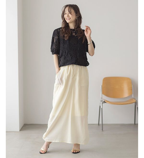 RANAN（ラナン）の「シアー素材ドロストカーゴスカート（ロングスカート）」｜詳細画像