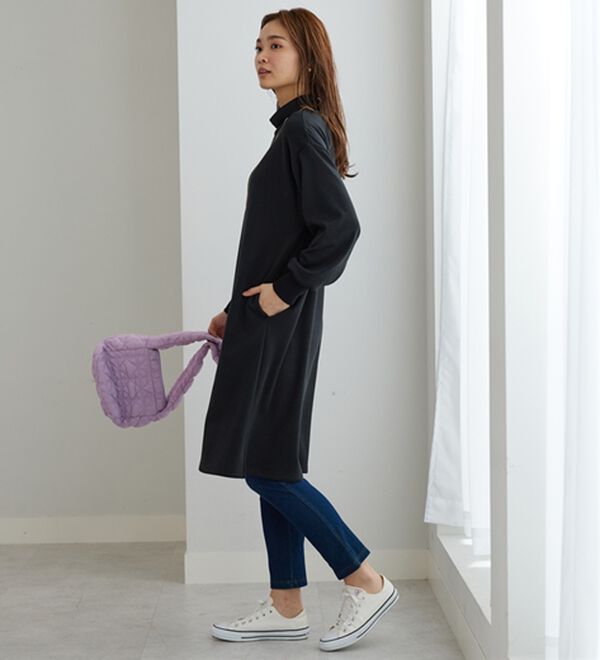 BELLUNA（ベルーナ）の「ふんわりなめらか裏ベロアワンピース（カットソーワンピース）」｜詳細画像