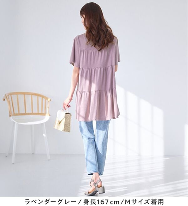 alotta（アロッタ）の「楽に可愛く！ふんわり綿混ティアードチュニック（チュニック）」｜詳細画像