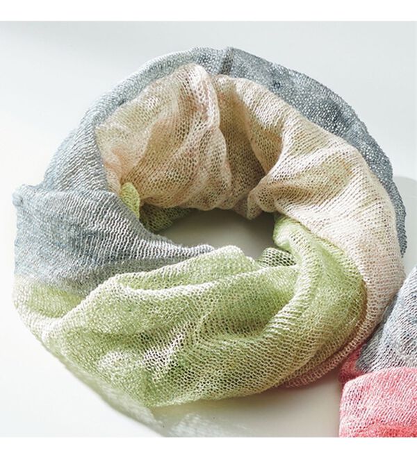 ルフラン（ルフラン）の「洗えるリネンシルク３色スヌード（ストール・スカーフ・マフラー）」｜グリーン系