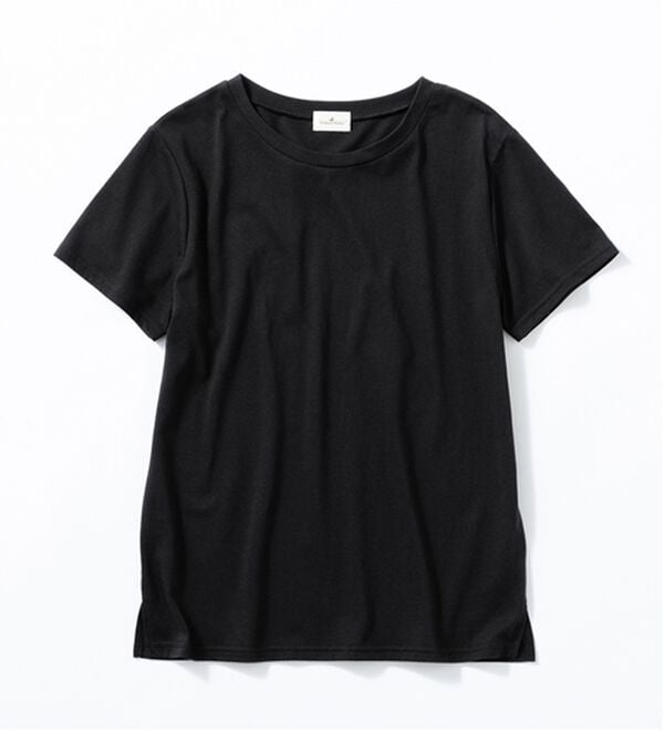 Viola e Viola（ヴィオラ エ ヴィオラ）の「【５つの機能付】毎日着たい！クルーネックＴシャツ（Tシャツ）」｜ブラック