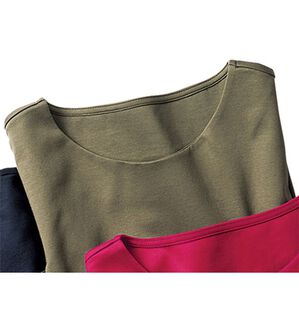 VINNO（ヴィノ）の「＜日本製＞美の艶コットン１００％プルオーバー（９分袖）（カットソー）」｜カーキ