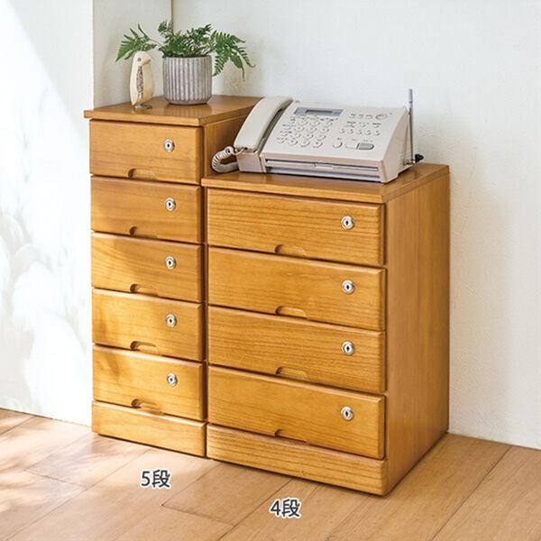 「全段鍵付！天然木リビングチェスト（チェスト・タンス）」｜詳細画像