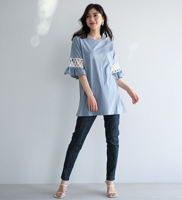 RANAN（ラナン）の「袖レース切替チュニックワンピース（チュニックワンピース）」｜詳細画像