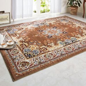 「厚みが選べる高級柄プリントはっ水カーペット（カーペット）」｜ブラウン