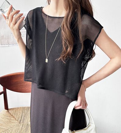 GeeRA（ジーラ）の「メッシュベスト＆リブワンピースセット（その他ワンピース）」