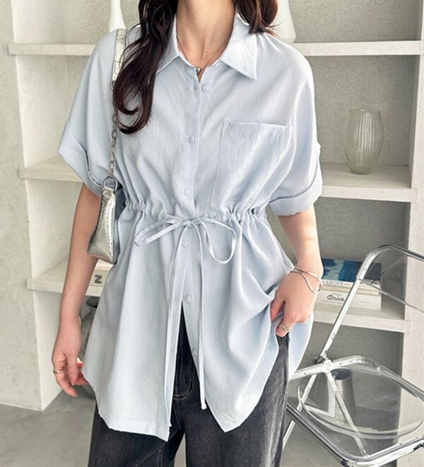 GeeRA（ジーラ）の「２ｗａｙウエストリボンシャツチュニック（チュニック）」｜詳細画像