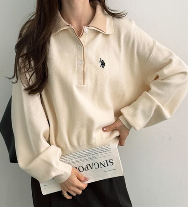 GeeRA（ジーラ）の「【U.S. POLO ASSN.】バイカラーポロ衿ニット（ニット・セーター）」｜詳細画像