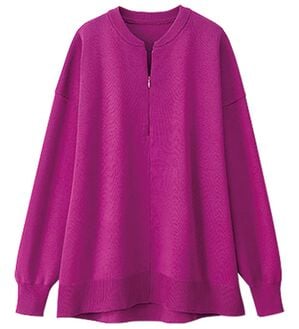 BELLUNA（ベルーナ）の「ハーフジップスポンディッシュニットプルオーバー（ニット・セーター）」｜ピンク