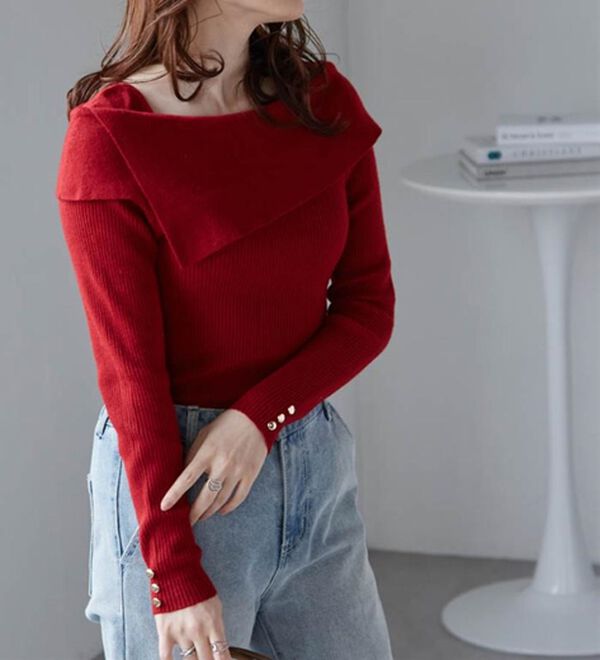 RANAN（ラナン）の「アシメオフショルリブニット（ニット・セーター）」｜詳細画像