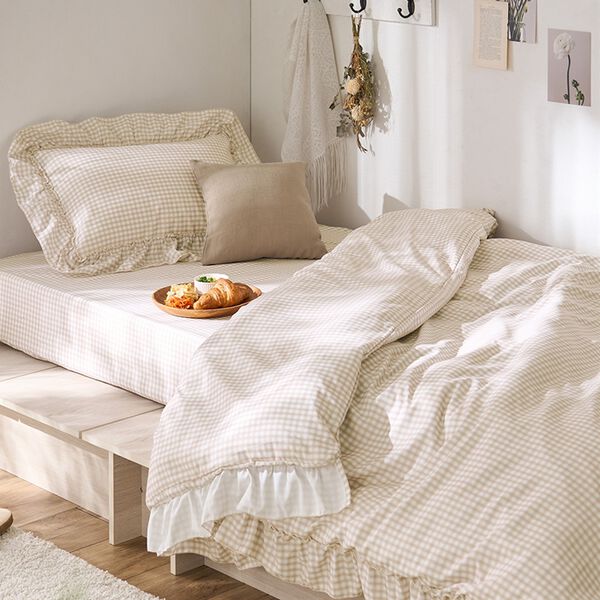 大人かわいいダブルフリル付布団カバーリング＜掛け布団カバー