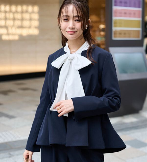 RANAN（ラナン）の「ノーカラーペプラムパンツスーツ（パンツスーツ）」｜詳細画像